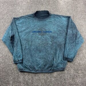 Vintage Grand Haven Michigan Sweatshirt Mens XL Blue Tie Dye Distressed Pullover